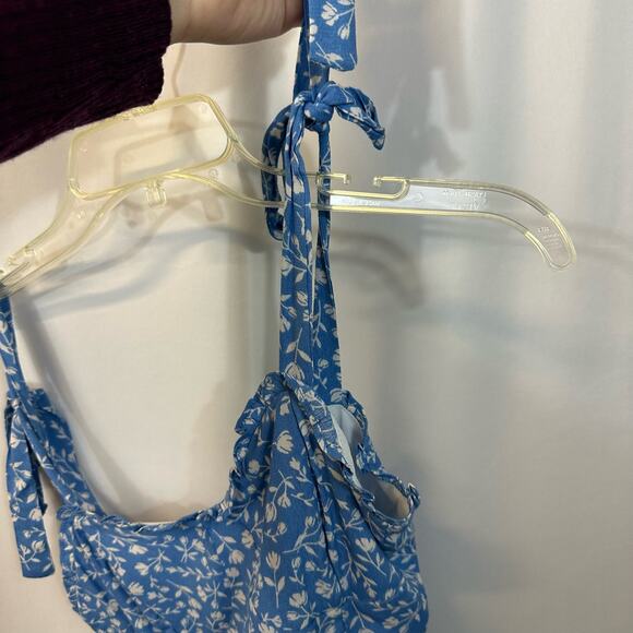 Fisherman's Daughter Blue Floral Tie Strap Bodice Style Mini Dress Small NWT New - Picture 4 of 8